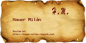 Hauer Milán névjegykártya